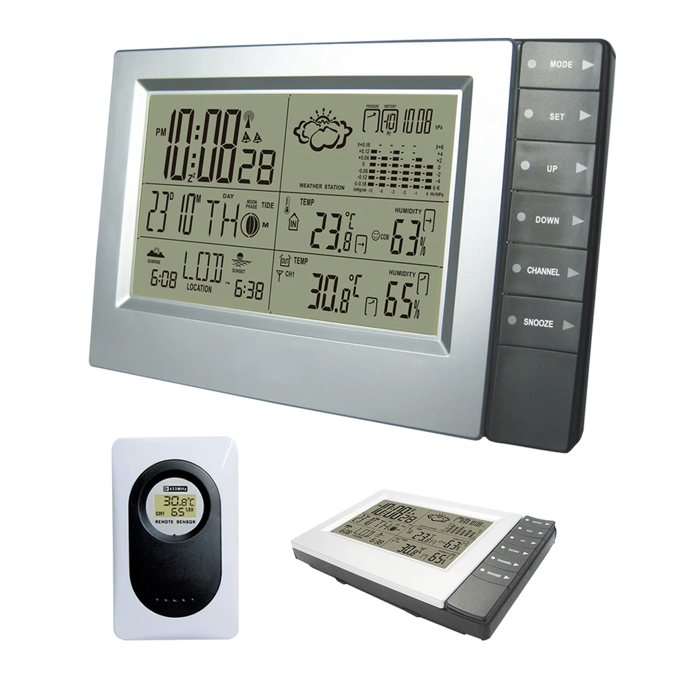 DYKIE Оптовая Продажа 433 МГц RF RCC Беспроводная метеостанция с двойным будильником