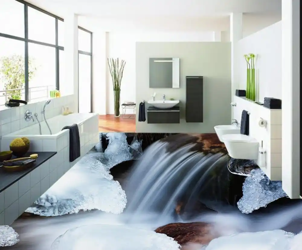 Bunga Es Air Terjun 3d Wallpaper 3d Lantai Mural Pvc Kustom Foto