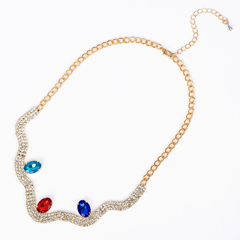 

Fashion personality full rhinestone necklace female chain necklace 3 #N026