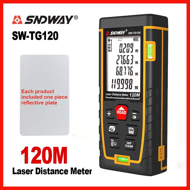 

SNDWAY New Double Horizontal bubble Rangefinder Laser Distance Meter Range Battery-Powered Hand Tool Device SW-TG50 70 100 120