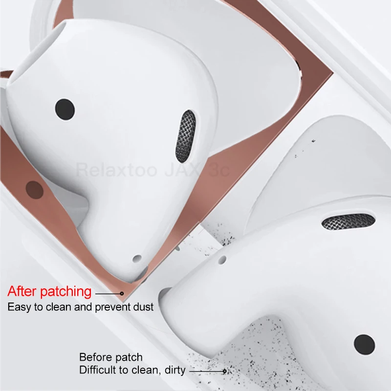 Металлическая Пылезащитная наклейка для Air pods 2 Чехол для наушников для AirPods защитная наклейка защита кожи для Apple Airpods аксессуары