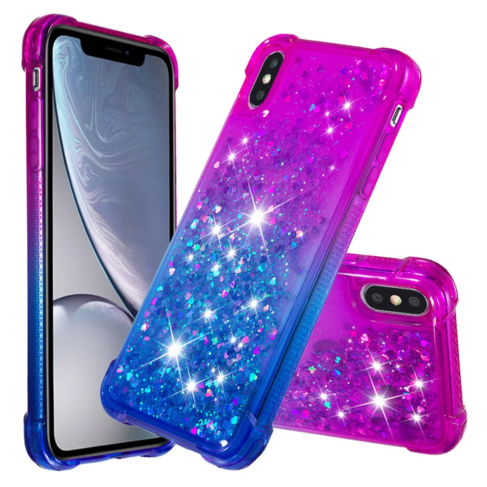

Luxury Gradient Case For Apple iPhone X Xs Max XR 7 8 6 6s Plus Shine Cover Quicksand Shell Soft Silicone TPU Back Cover DP03Z