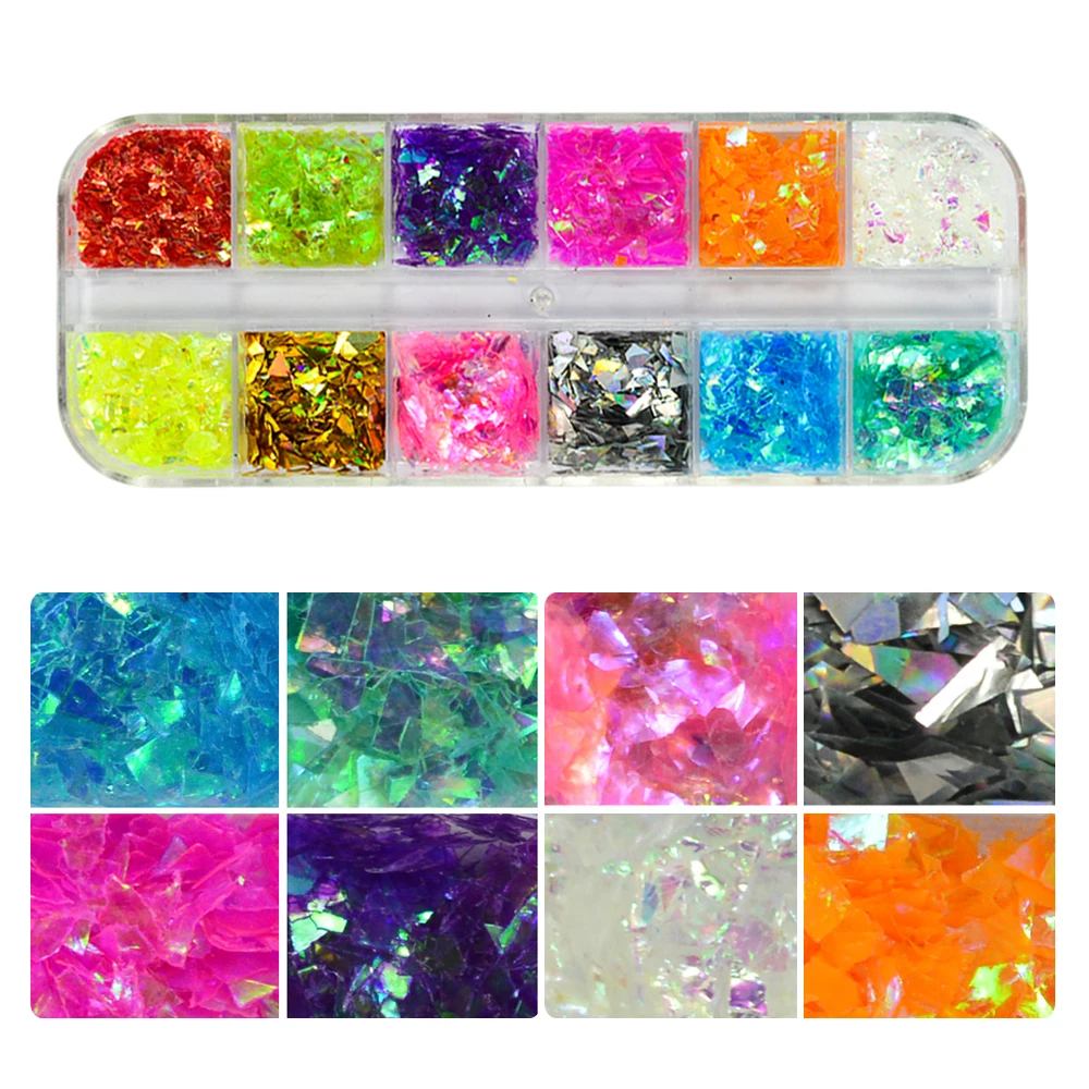 

1 Set 3D Nail Art Glitter Mixed Color Irregular Shell Slice Colorful Sequins Flakes Beauty DIY Nail Art Decorations Foils TRBGZ