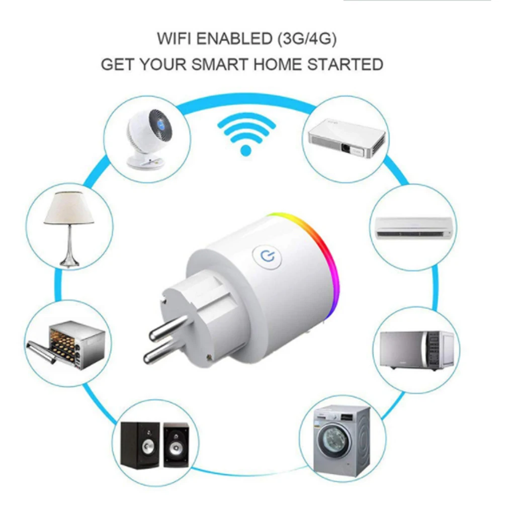 Европейский Стандарт wifi умная розетка Alexa мобильный телефон голосовая синхронизация дистанционное управление RGB Освещение Мощность