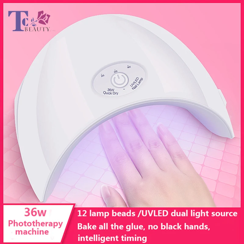 

UV LED Dual Light Source Manicure Lamp Dryer For Gel Nail Polish All For Nail USB 36W Phototherapy Machine Intelligent Timer