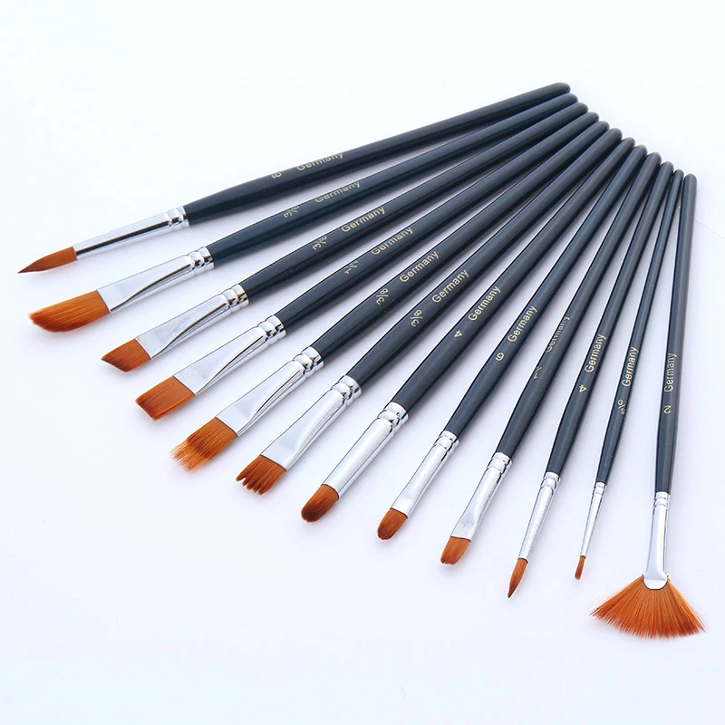 High Grade Dark Blue Oil Painting Pen Brush 12pcs Watercolor Painting