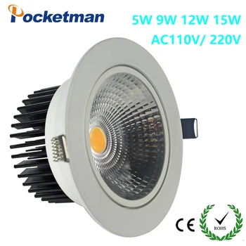 

Dimmable Recessed led downlight cob 5W 7W 9W 12W dimming LED Spot light led ceiling lamp AC 110V 220V free shipping