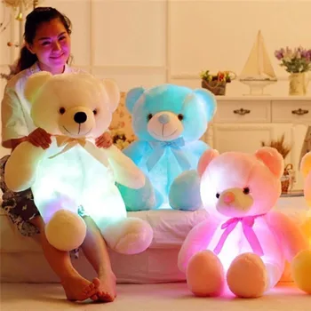 

Fashion Creative Light Up LED Teddy Bear Children Stuffed Animals Plush Toy Colorful Glowing Teddy Bear Christmas Gift for Kids