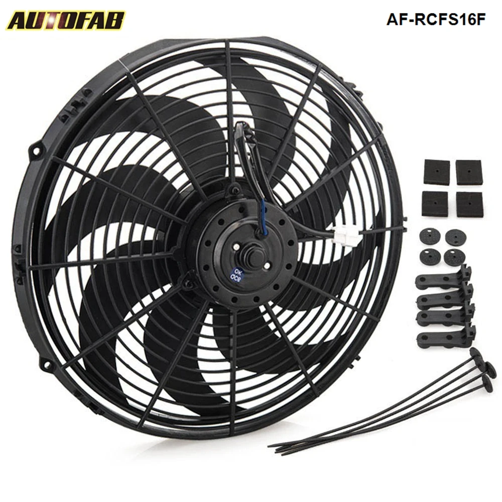 Black 16/" High Performance Electric Cooling Pull Slim Radiator Fan For Subaru