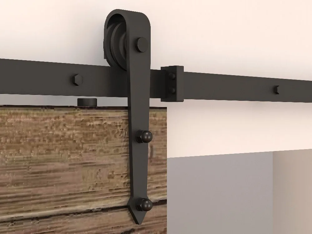 5ft 8ft Barn Door Rails Arrow Wheel Black Rustic Single Sliding