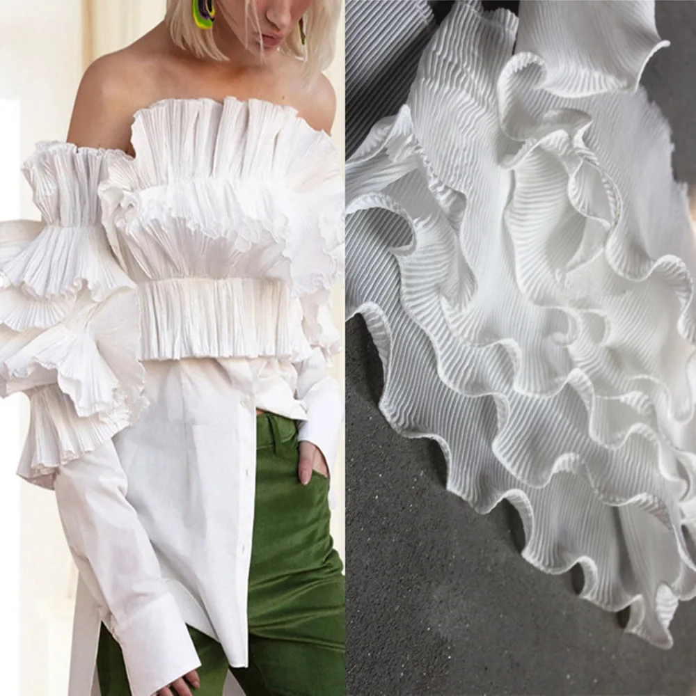 

Mesh Fabric Clothing Accessories Fog Winding Gauze Three-Dimensional Lace Wedding Dress Lotus Leaf Edge Decorative Clothing