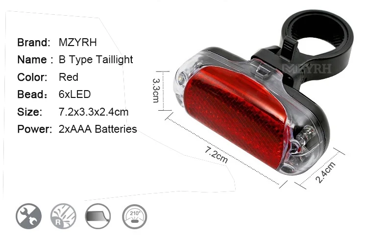 Excellent MZYRH Bicycle Rear Tail Light Red LED Flash Lights Cycling Night Safety Warning Lamp Bike Outdoor Riding Tail Light Accessories 13