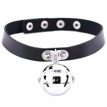 Czarny Goth choker naszyjnik dla kobiet punkowa skórzana choker z dzwonkiem naszyjnik typu choker statement biżuteria