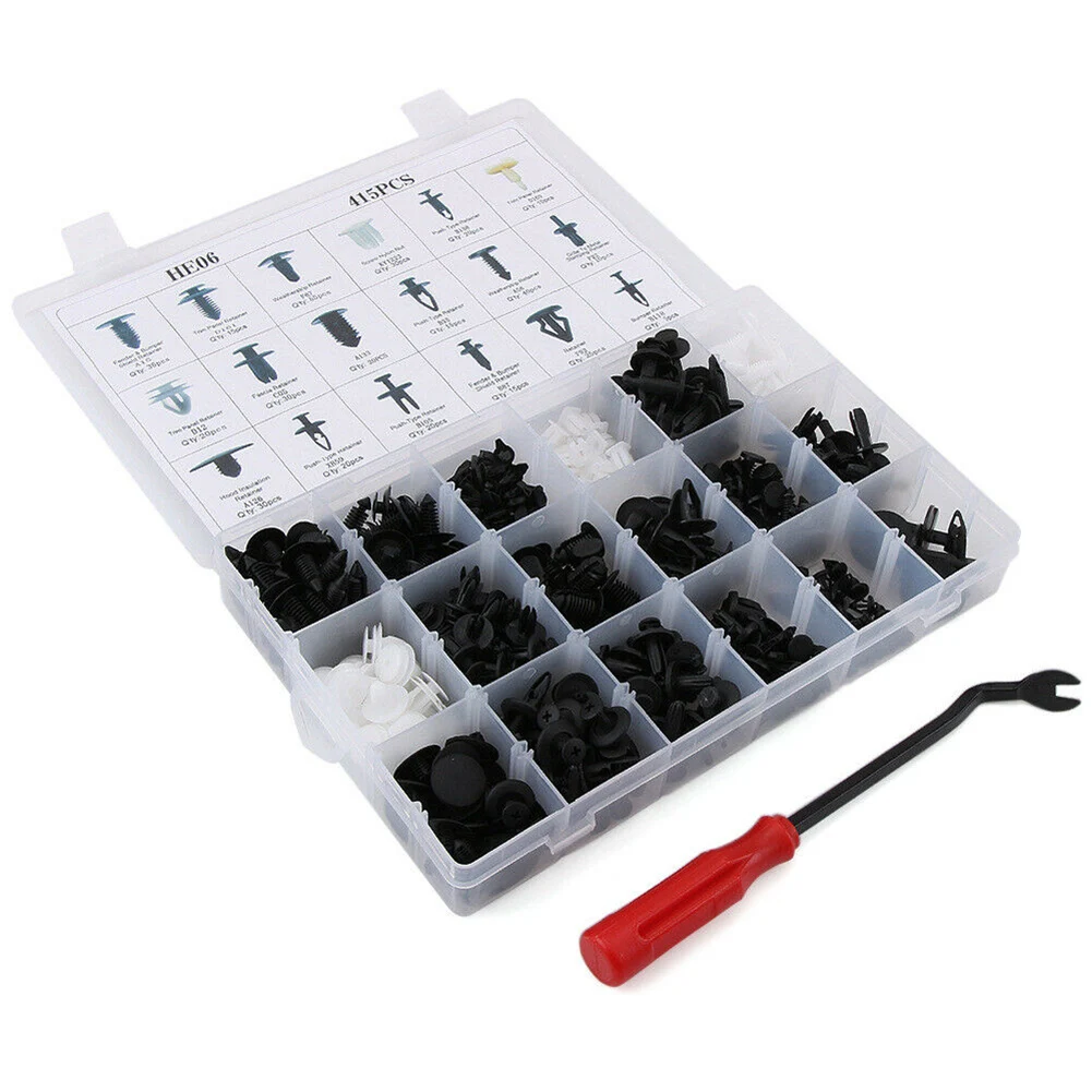 

415Pcs Push Retainer Set 18 Sizes Car Auto Push Pins Rivet Bumper Trim Panel Clips with Tool DTT88