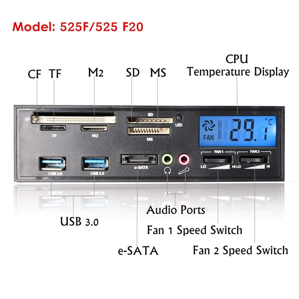 5 25 &quotMulti USB 3 0 Hub CF TF M2 SD MS Устройство для чтения карт контроллер с ЖК дисплеем ПК
