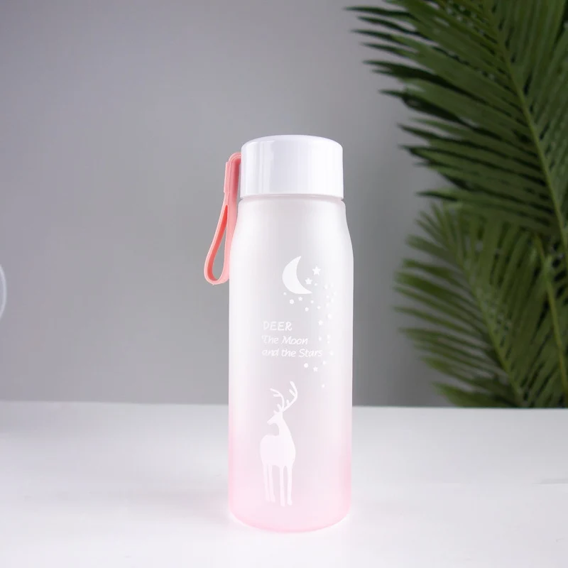 560ml Water Bottle Plastic Leak Proof Kettle For Girl Biking Travel Portable Water Bottles Cute Elk Student Kettle