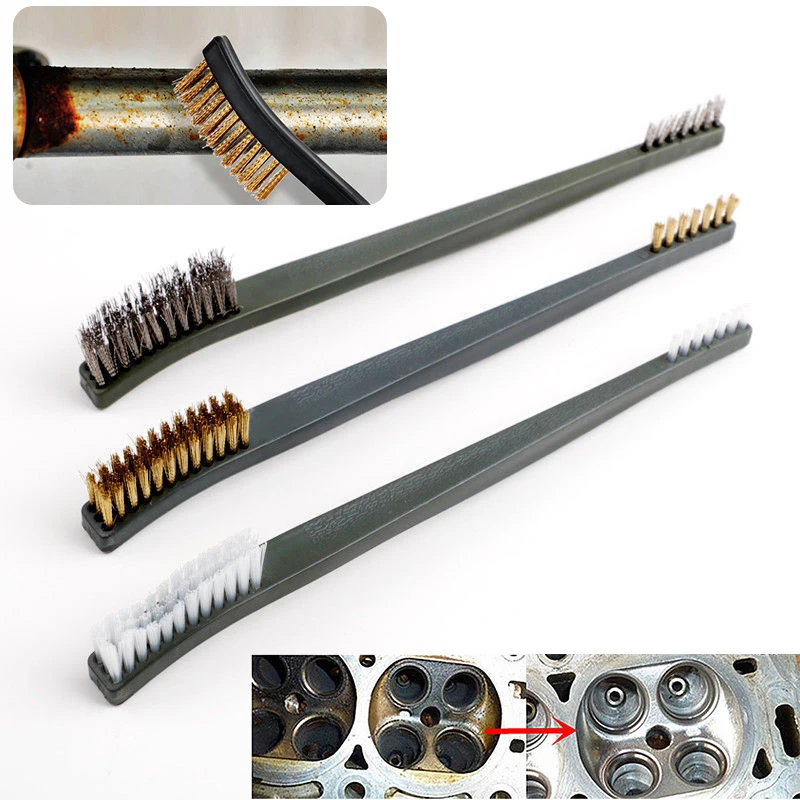 3Pcs Steel Brass Wire Brush Set Nylon Cleaning Polishing Detail Metal Rust Brush