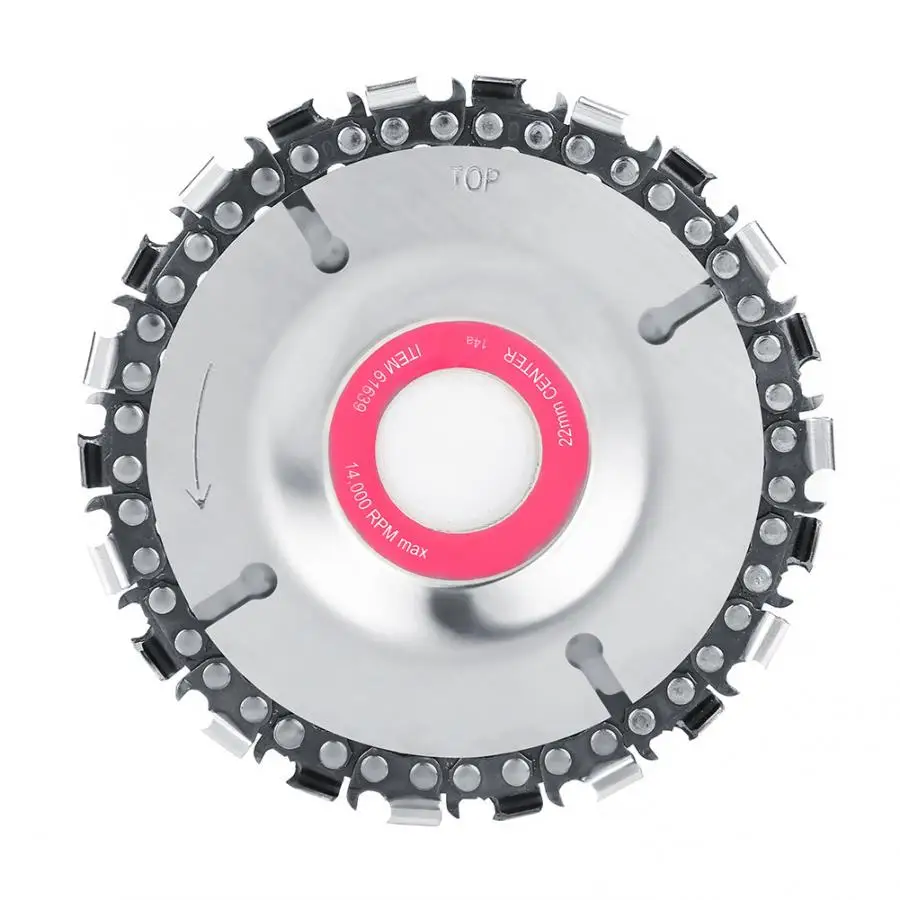 

Steel 4 Inch Grinder Chain Disc 22 Tooth Wood Carving Wheel for 100/115mm Angle Grinder