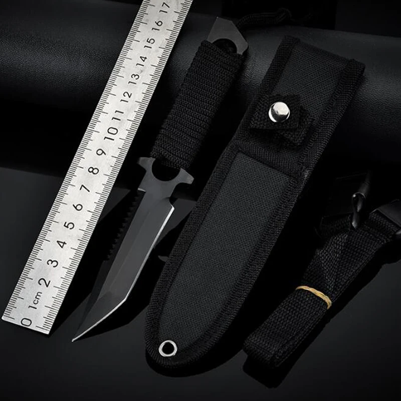 

Haller Leggings/Paratroopers Steel Diving Straight knife Outdoor Survival Camping Tactical Knife SDIYABEIZ & nylon Sheath