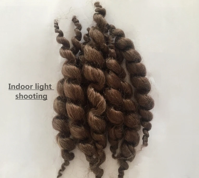 NPK 20 г коричневый чистый натуральный модный мохеровая кукла волос 6 дюймов для Reborn Baby Dolls Ангорская Коза парик аксессуары