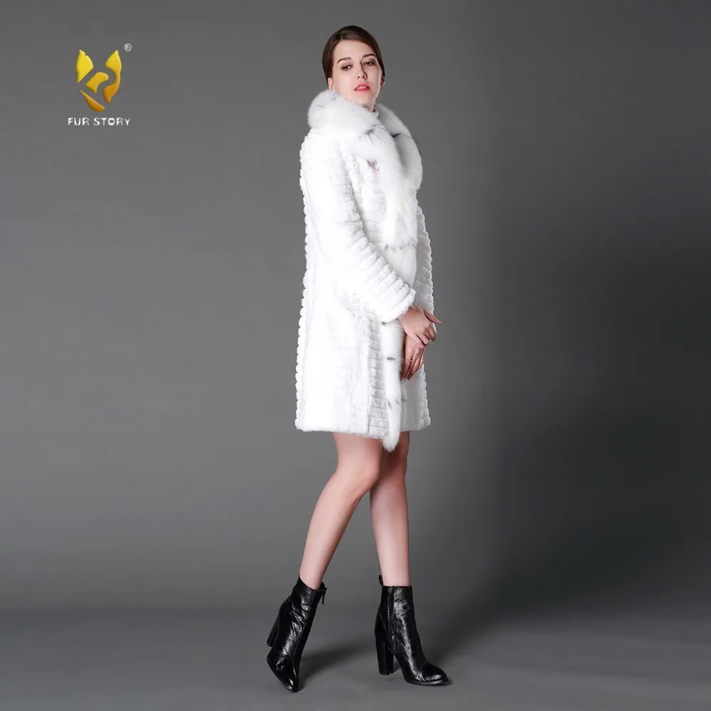 De Col Luxe c2 Histoire Manteau Réel Fourrure Avec Mode Nouvelles 15130 White Véritable Lapin Long Pardessus Marque Femmes Renard Black C1 Hiver qIff06w