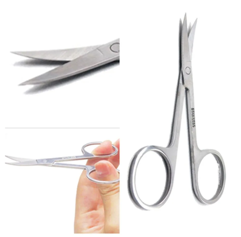 Портативный для маникюра нержавеющая сталь ножницы макияжа бровей ресниц