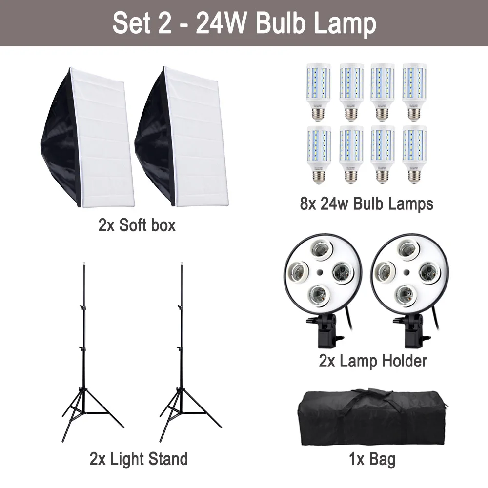 Cymye комплект для фотостудии EC01 8 светодиодный 24 Вт софтбокс для фотографий камера и аксессуары - Цвет: EC01 24w