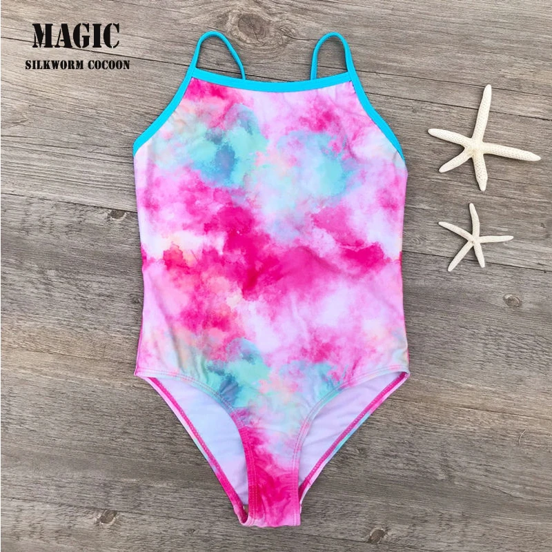 

New Girls One Piece Swimsuit Children Swimwear Children's Bathing Suit Triangle Siamese Princess Summer Beachwear Babywear