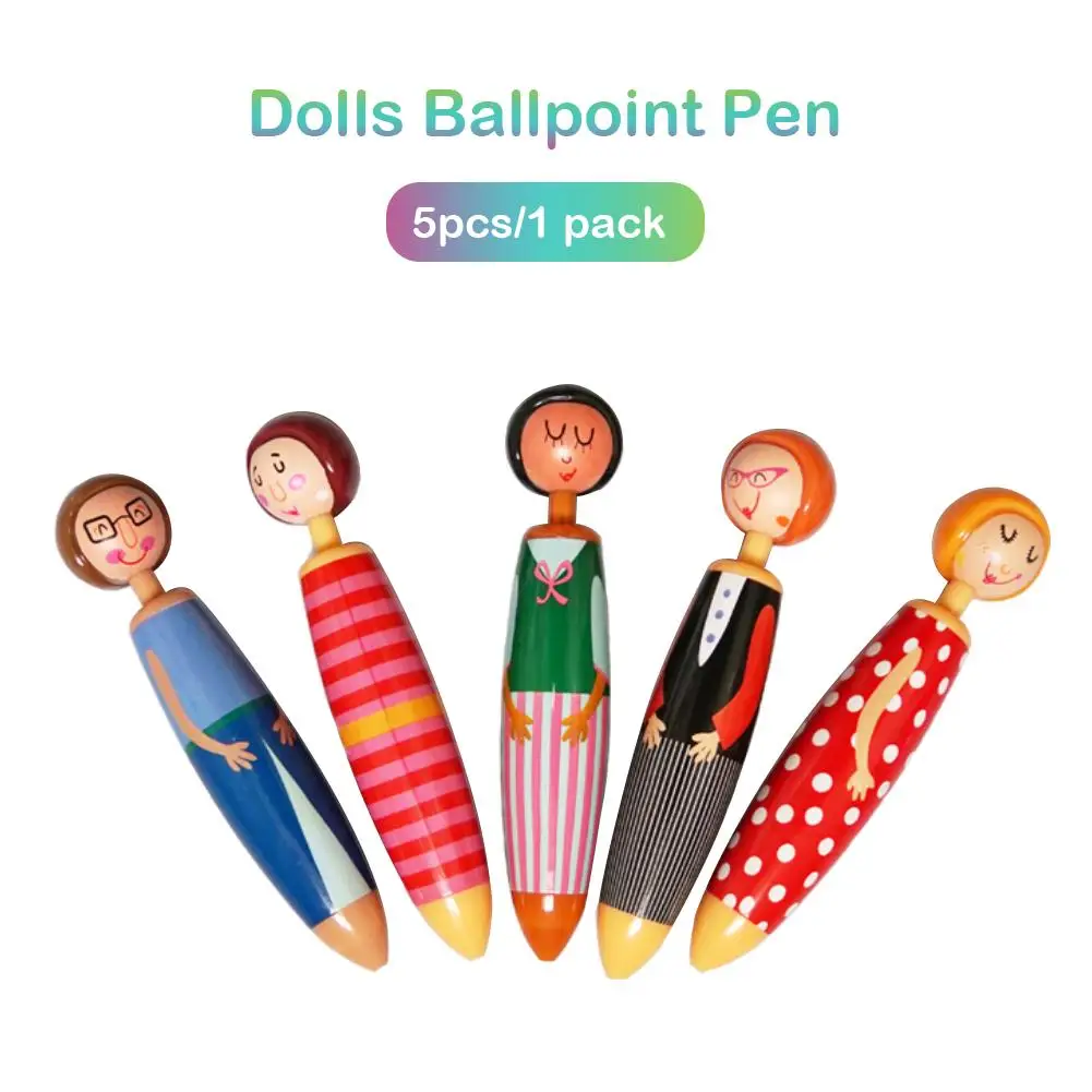 

5PCS Doll Ballpoint Pen Cartoon Villain Pen Innovative Stationery Cartoon Little Doll Ballpoint Pen For Student