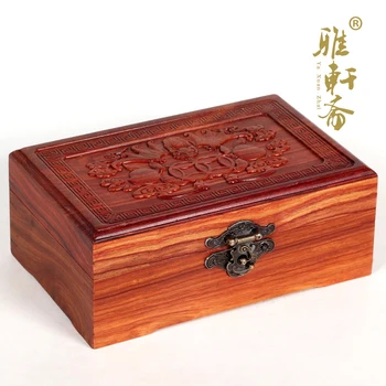 

Red sandalwood wood carving crafts mahogany antique ornaments jewelry box shuangqian bat mass storage jewelry box