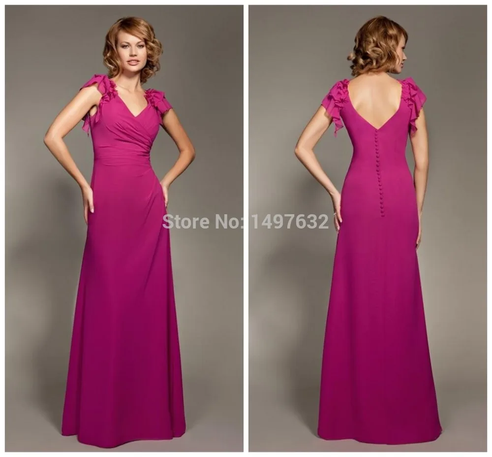 Wedding Fuschia Bridesmaid Dresses online buy wholesale fuschia bridesmaid dresses from china long chiffon dress ruffled straps v neck vestidos de festa full length maid soiree