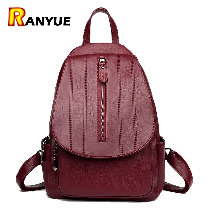 

Korean Fashion Vintage Women Backpack High Quality Soft Pu Leather Mochila Escolar Feminina School Bags For Teenage Girls Ladies