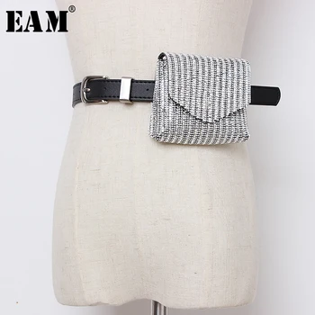 

[EAM] 2020 New Spring Summer Pu Leather Chain Rhinestone Mini-bag Personality Long Belt Women Fashion Tide All-match JX822