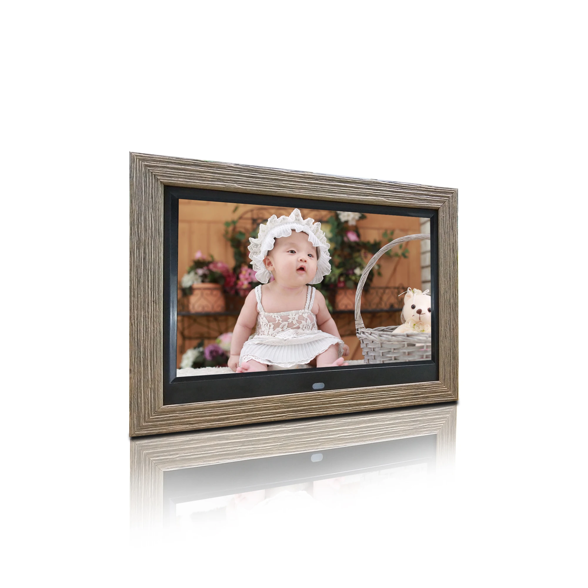 

10 inch wooden frame IPS screen video player auto play picture support SD and USB drive digital photo frame frame digital album