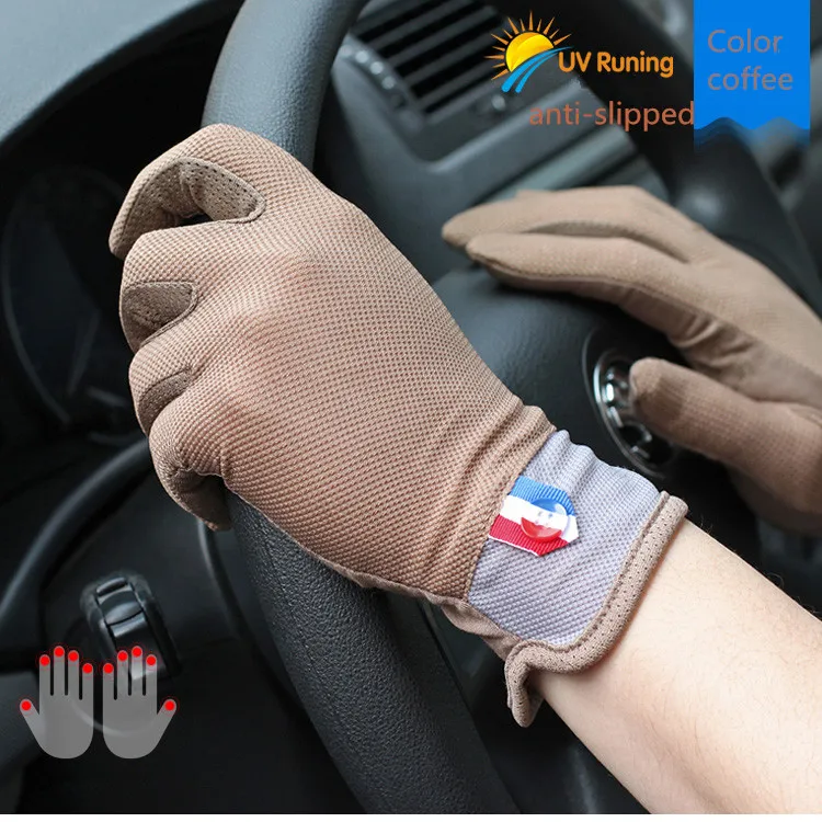 Бесплатная доставка 3 пары анти-УФ человек Вождение Защита Анти-скольжения перчатки полный палец экран-перчатки для сенсорных экранов для