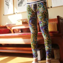 WJ, мужские теплые штаны, мужские сексуальные кальсоны, тонкие хлопковые леггинсы с принтом, кальсоны 4005CKU