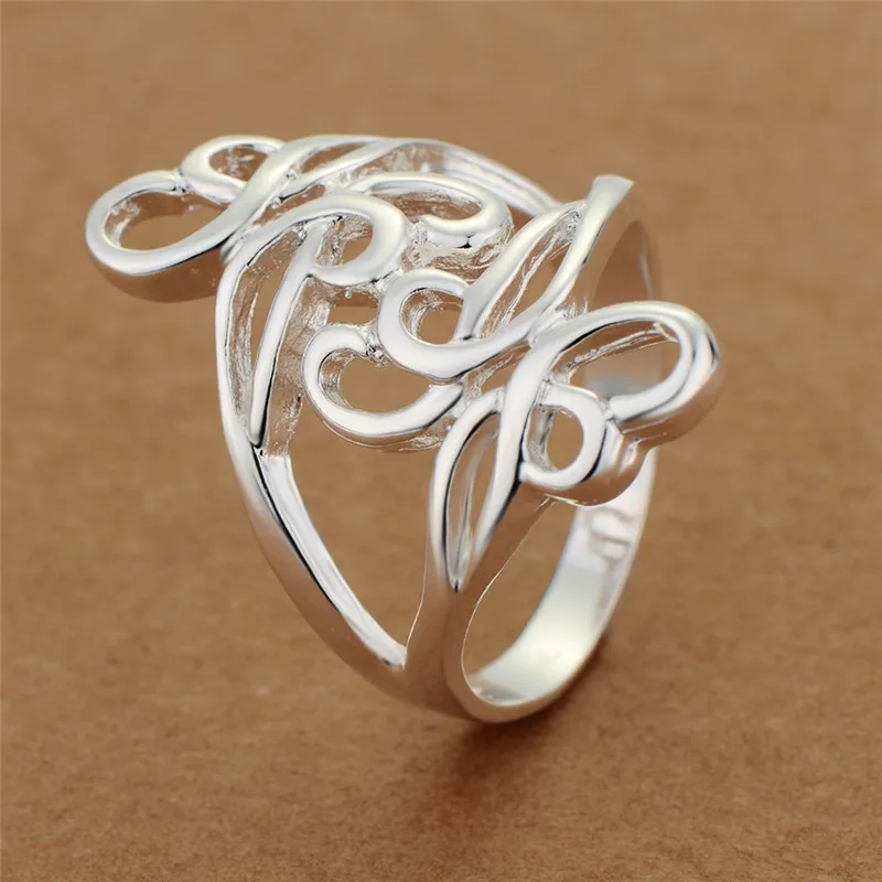 Simple design silver finger ring hollow cute fashion jewelry party