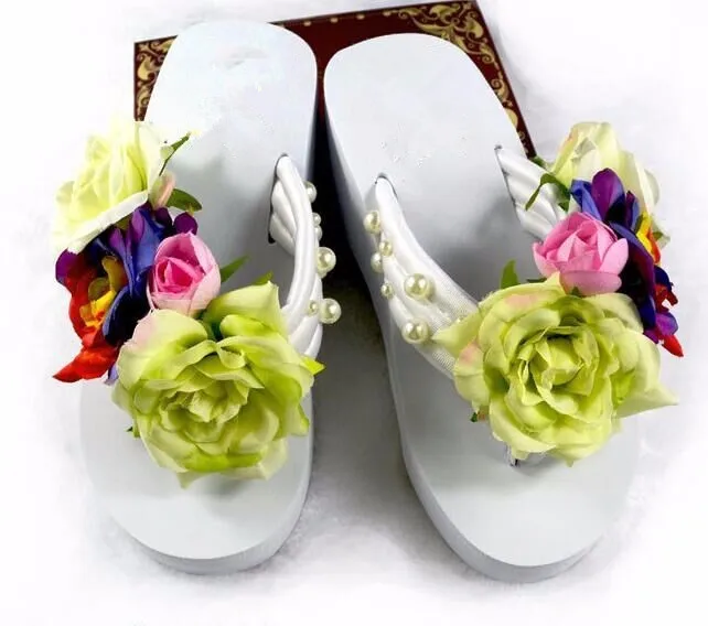 

Floral Flip Flops Wedges Beautiful Women Shoes Female Summer Time Wear Platform 01