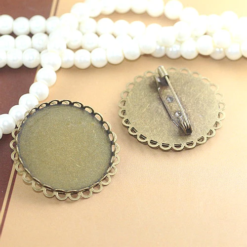 Buy Brooch Bases Pin Back with 25mm 30mm Double Round