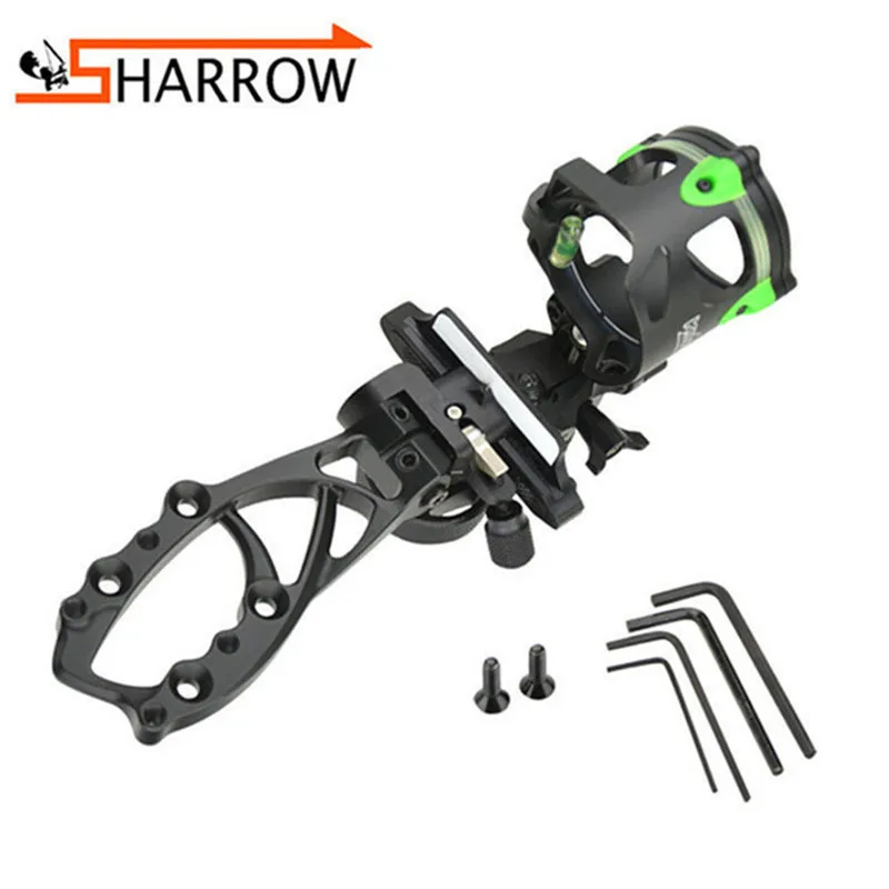 

1pc Single Pin Bow Sight 0.019" Optic Fiber 8X Magnifying Sight Scope With Adjustable Sight Light Shooting Archery Accessories