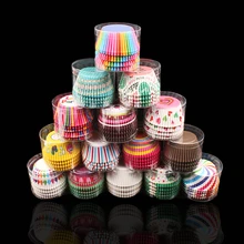 100PCS/Set Colorful Rainbow Paper Cake Cup Paper Cupcake Liner Baking Muffin Box Cup Case Party Tray Cake Mold Decorating Tools