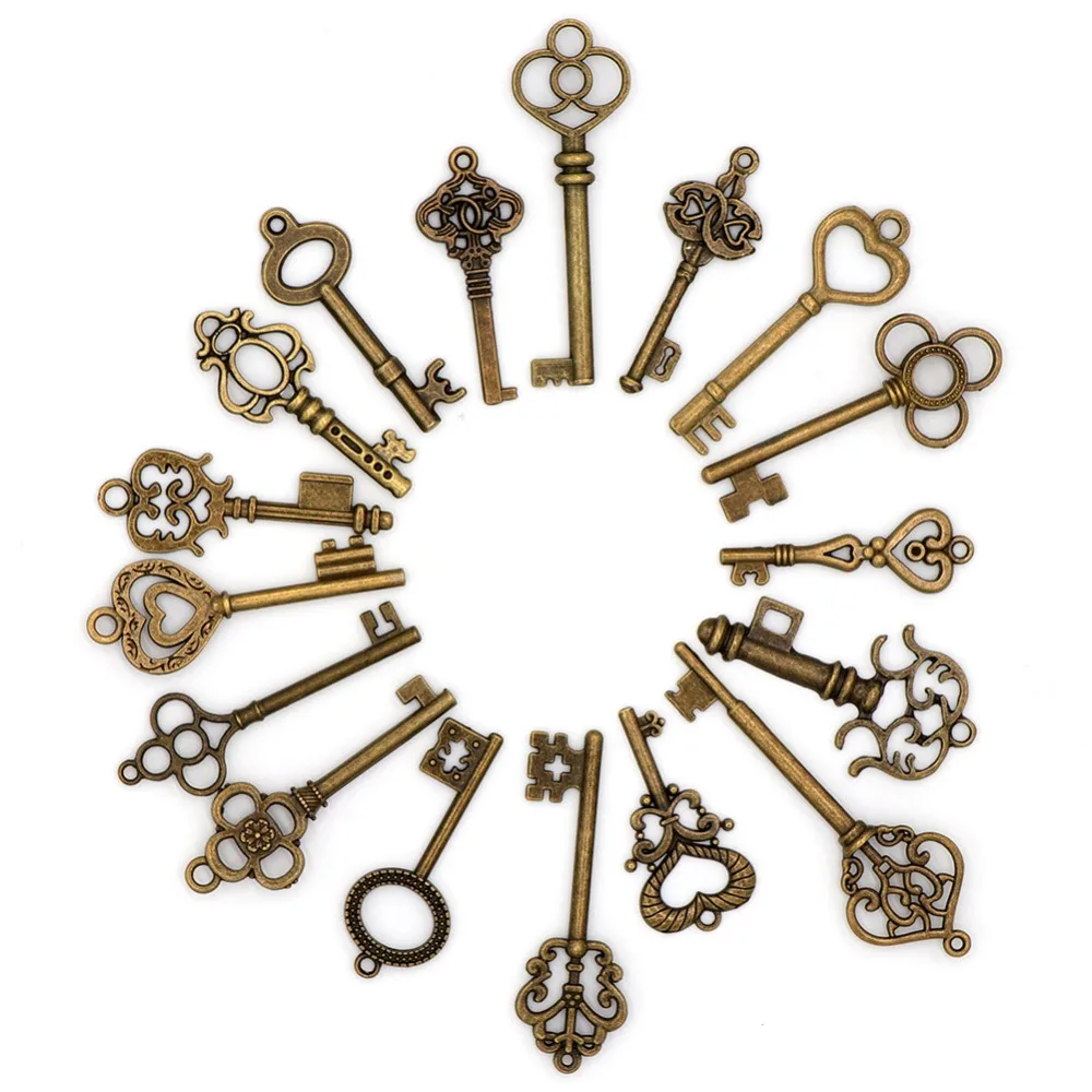 OurWarm 17 шт. античный бронзовый винтажный ключи свадебный сувенир свадебные сувениры и подарок Сувальдные ключи Шарм старый Fahshion ключи Свадебные