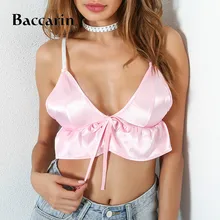 Женское бельё-Топик жилет короткий соблазнительный галстук-ап танки оборки декоративный бант модные женские топы спальная одежда