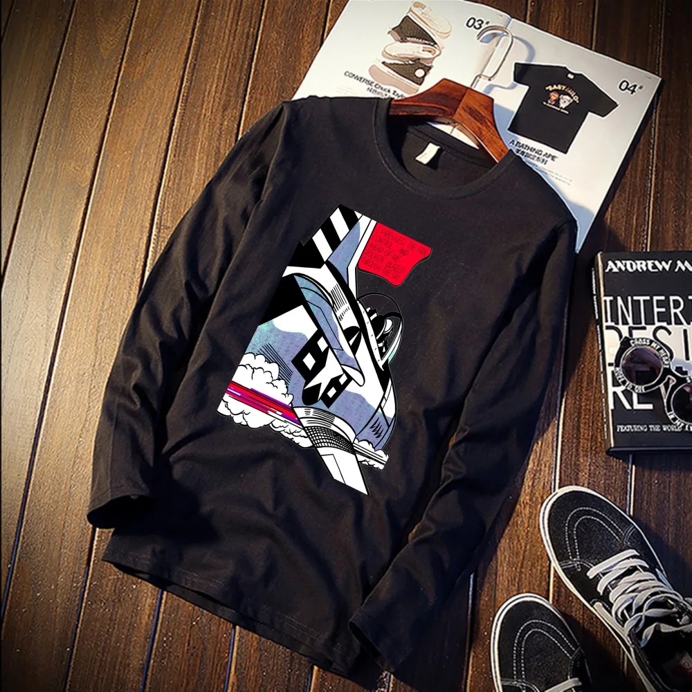 

2018 Pure Cotton T-Shirt Whaam Comic Pop Art Printed Long Sleeve Fashion Casual Tops & Tees Brand Unisex Clothing