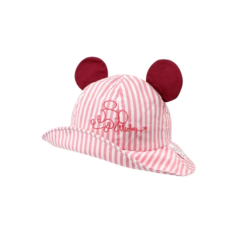 Striped Cartoon Baby Hat Mouse Ears Cute Baby Cap Breathable Wide Brim Baby Boys Hat Summer Lace Up Sun Cap Baby Girls Clothing (22)