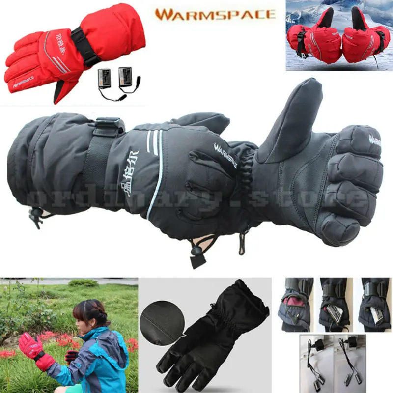 Rechargeable font b Battery b font Bicycle Cycling Motorcycle Outdoor Work Glove Electric Heated Hands Winter