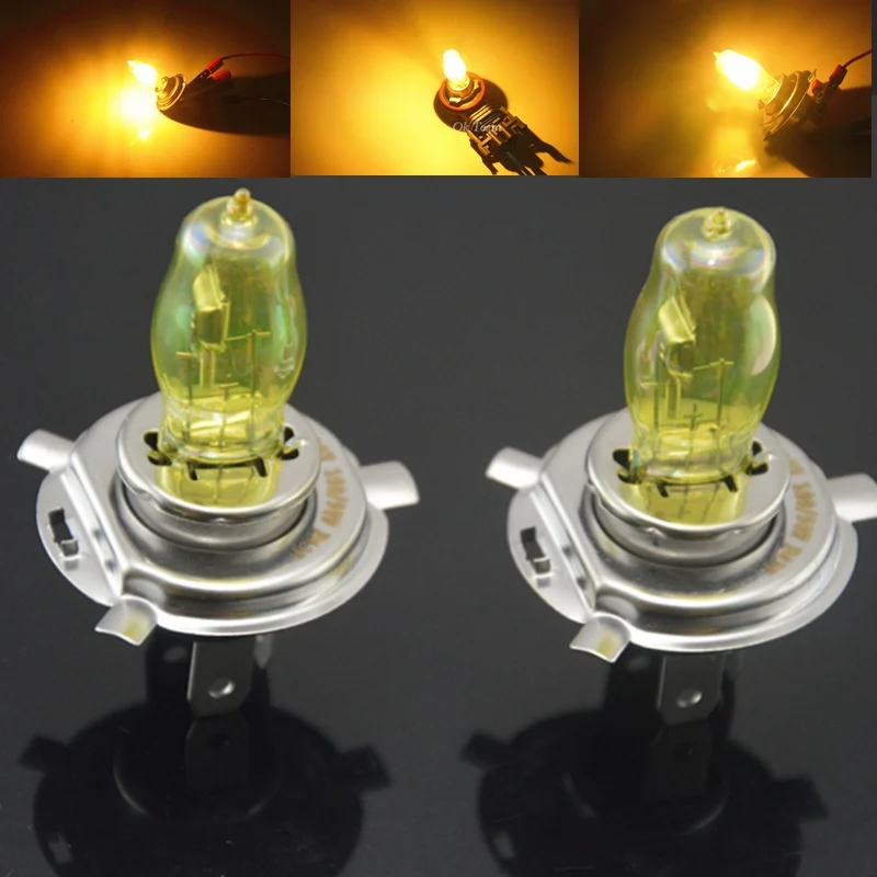 

2pcs H4 100W 12V Yellow 3000k Halogen Car Head Light Globes Bulbs Lamp Fog Light Quartz Glass Car Light Auto Lamp H1 H3 H7 H11