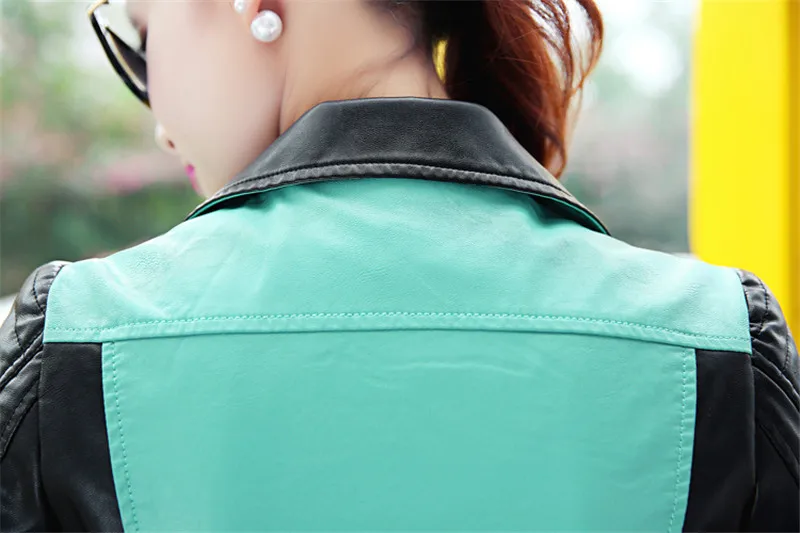 Весенне-осенняя куртка из искусственной кожи, Женская мотоциклетная короткая куртка на молнии, желтая, зеленая, Черная Женская одежда размера плюс, уличная одежда