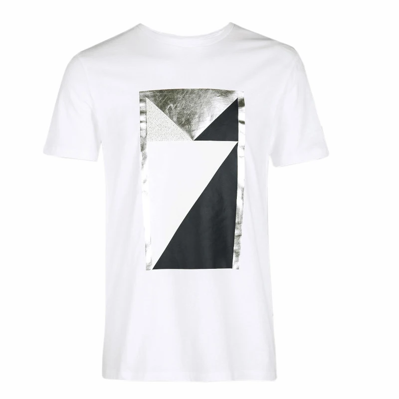 2017 summer men s leisure pure white cotton short sleeved T shirt breathable simple color printing