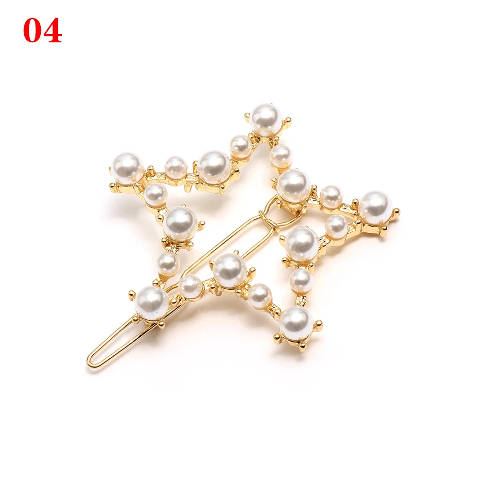 1PC Fashion Pearl Hair Clips Geometric Irregularity Hairpins Lady Simple Metal Barrettes Hair Styling Tools Accessories - Цвет: 04